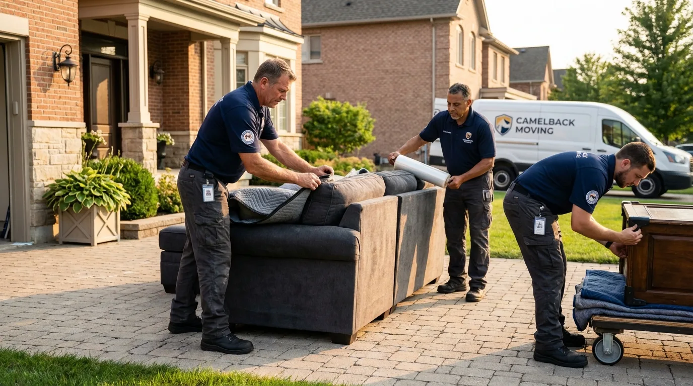 Large estate moving crew wrapping furniture in Twin Falls, ID